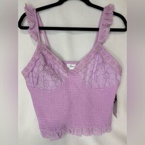 New Japna Lilac Eyelet Strap Top. Lavender. Size XL